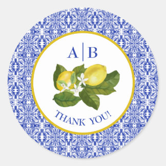 Amalfi-kust I Italiaanse citroen & blauwe tegel be Ronde Sticker
