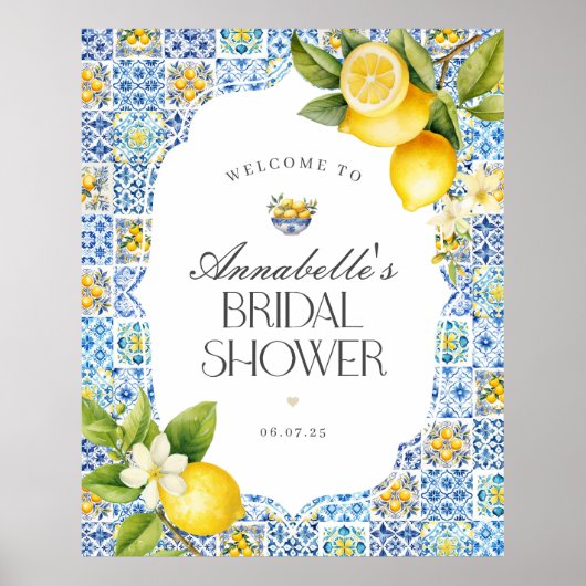 Amalfi Kust Italiaans Bruidsdiner Welkomstbord Poster (Voorkant)