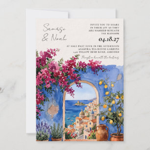 Amalfi-kust Italiaanse Aquarel Trouw Uitnodiging