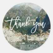 Amalfi kust Italiaanse bruiloft bedankt je sticker (Voorkant)
