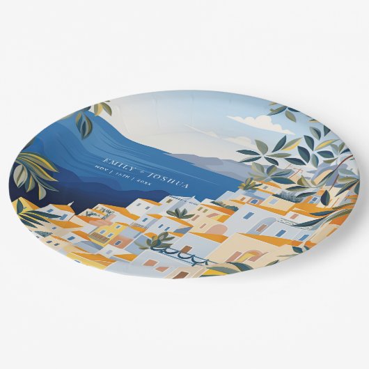 Amalfi kust Italiaanse bruiloft Papieren Bordje (Gekanteld)