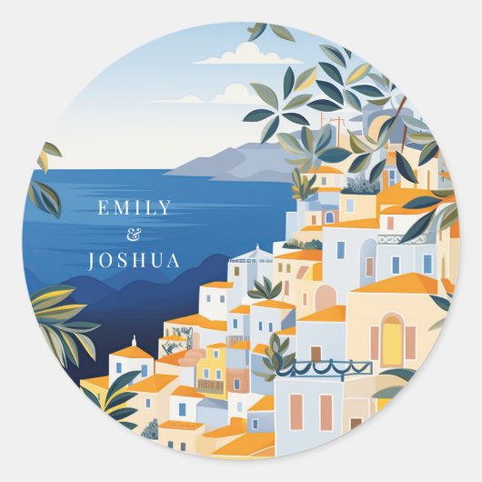 Amalfi kust Italiaanse bruiloft Ronde Sticker (Voorkant)