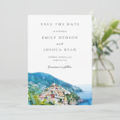 Amalfi kust Italiaanse bruiloft Save The Date (Staand voorkant)
