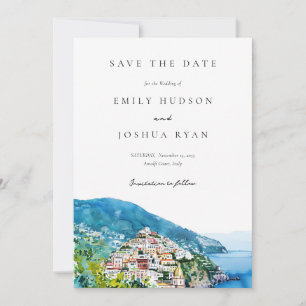 Amalfi kust Italiaanse bruiloft Save The Date