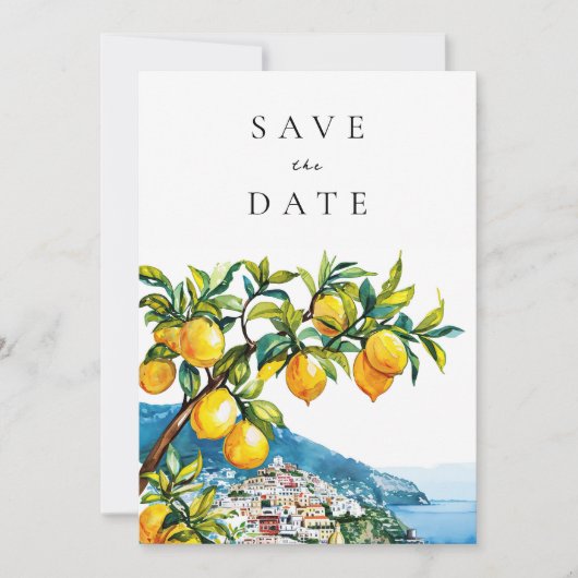 Amalfi kust Italiaanse bruiloft Save The Date (Voorkant)