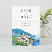 Amalfi kust Italiaanse bruiloft Save The Date (Staand voorkant)