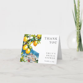 Amalfi-kust Italiaanse Bruiloftsdouche met Citroen Bedankkaart