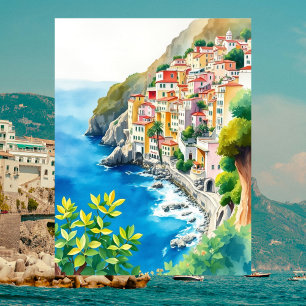 Amalfi-kust Italië Aquarel Italiaanse Kust Briefkaart