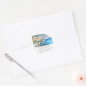 Amalfi-kust Italië Aquarel Landschap Adres Vierkante Sticker (Envelop)