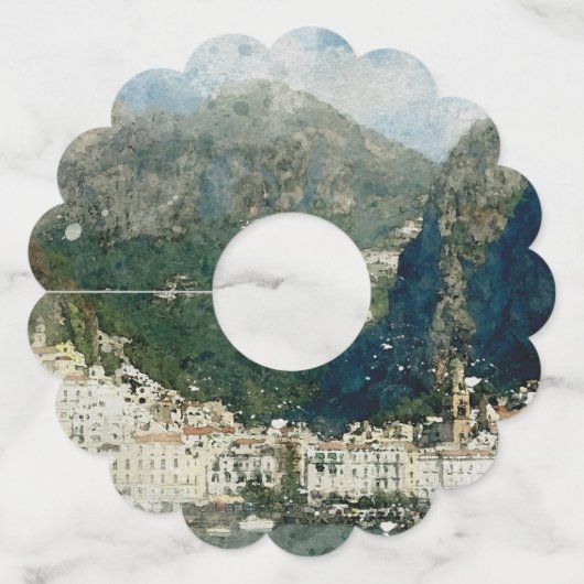 Amalfi kust, Italië bestemming getrouwd in het bui Wijnglaslabel (Achterkant)