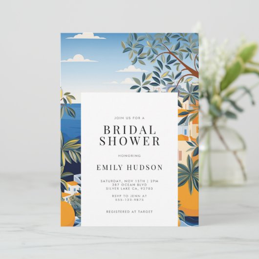 Amalfi-kust Italië Bruidsuitnodiging Kaart (Staand voorkant)