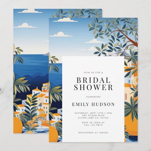 Amalfi-kust Italië Bruidsuitnodiging Kaart (Voorkant / Achterkant)