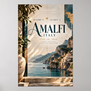 Amalfi-kust Italië Elegante Mediterraan Reis Wa Poster