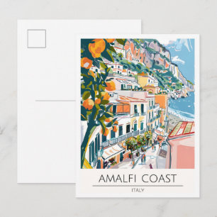 Amalfi-kust Italië Kunst Illustratie Reizen Briefkaart