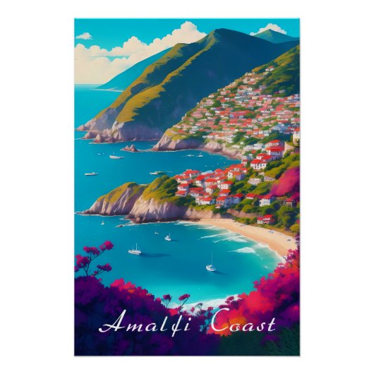 Amalfi Kust Italië Reisprint Perfect Poster (Voorkant)