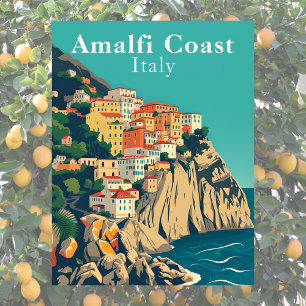 Amalfi-kust Italië Retro Iconisch Uitzicht op Posi Briefkaart