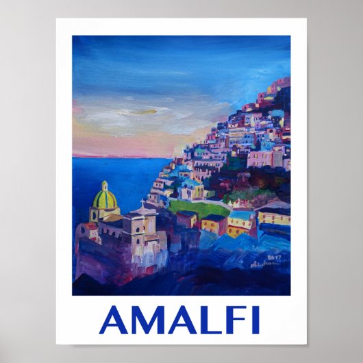 Amalfi kust Italië Retro Poster (Voorkant)
