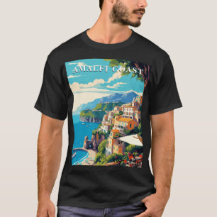 Amalfi-kust Italië Retro Reis Vintage Stijl T-shirt