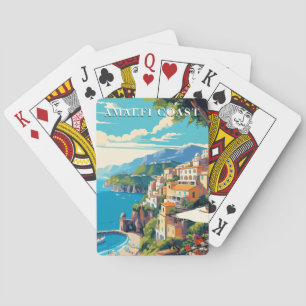 Amalfi-kust Italië Retro Reizen Vintage Stijl Pokerkaarten