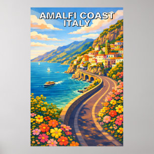 Amalfi Kust Italië Riviera Vintage Reis Poster