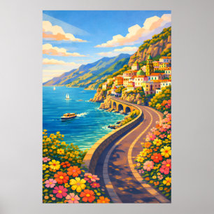 Amalfi Kust Italië Riviera Vintage Reis Poster