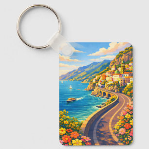 Amalfi-kust Italië Riviera Vintage Reis Sleutelhan Sleutelhanger
