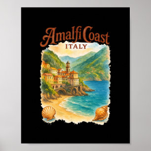 Amalfi-kust Italië Schelpen Strand Vakantie Reizen Poster