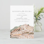 Amalfi kust Italië Spaans Save the Date Kaart (Staand voorkant)