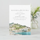 Amalfi kust Italië Spaans Save the Date Kaart (Staand voorkant)