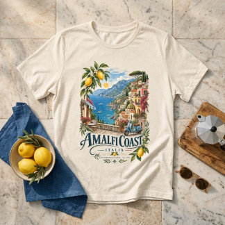 Amalfi-kust Italië Vintage Mediterraan Zomer Tri-Blend Shirt
