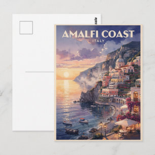 Amalfi-kust Italië Vintage Reis Briefkaart