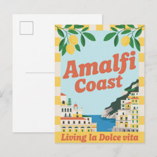 Amalfi-kust Italië Vintage Reis Briefkaart
