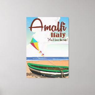 Amalfi-kust Italië Vintage reisposterprint Canvas Afdruk