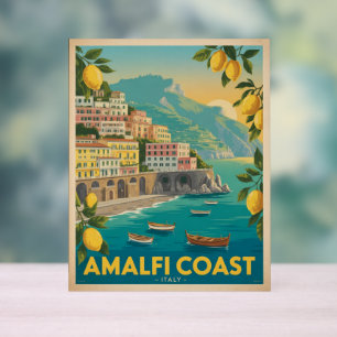 Amalfi-kust Italië Vintage Reizen Acryl Bord