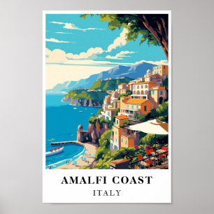 Amalfi-kust Italië Vintage Reizen Retro Muurkunst Poster
