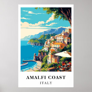 Amalfi-kust Italië Vintage Reizen Retro Muurkunst Poster