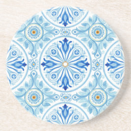 Amalfi Kust Mediterraan Blauw Tegel Zandsteen Onderzetter