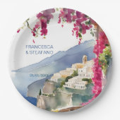 Amalfi kust Mediterraan monogram gedrukt Papieren Bordje (Voorkant)