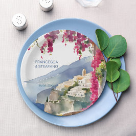 Amalfi kust Mediterraan monogram gedrukt Papieren Bordje