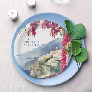Amalfi kust Mediterraan monogram gedrukt Papieren Bordje