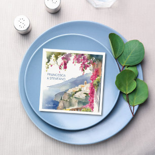 Amalfi kust Mediterraan monogram gedrukt Servet