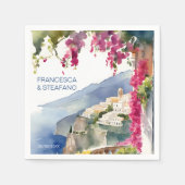 Amalfi kust Mediterraan monogram gedrukt Servet (Voorkant)