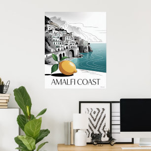Amalfi-kust minimalistische lijnkunst poster