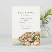 Amalfi-kust Positano Heuvelhuis Bruiloft Save The Date (Staand voorkant)