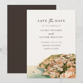 Amalfi-kust Positano Heuvelhuis Bruiloft Save The Date (Voorkant / Achterkant)