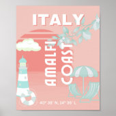 Amalfi kust, Reiskunst, Pastel Poster (Voorkant)