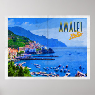 Amalfi Kust Reisverhalen uit het Verleden Poster