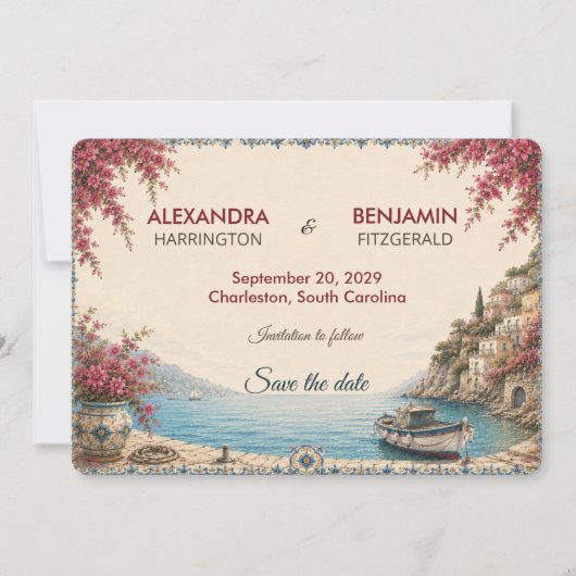 Amalfi-kust | Romantische Middellandse Zee-kust Save The Date (Voorkant)