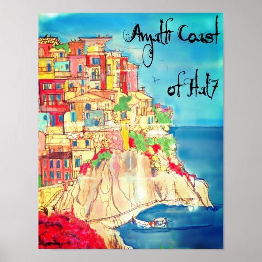 Amalfi-kust van Italië 11" X 14" poster (Voorkant)