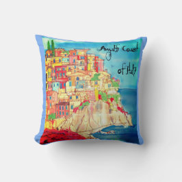 Amalfi-kust van Italië Aquarel Middellandse Zee Kussen